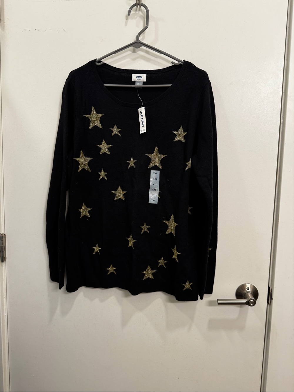 Old Navy Black Sweater with Gold Star Accents